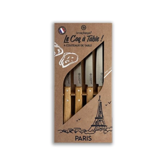 coffret 4 couteaux le coq ã  table parisien - chãªne - french touch arts ld