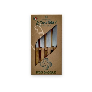 coffret 4 couteaux le coq ã  table pays basque - chãªne - french touch arts ld
