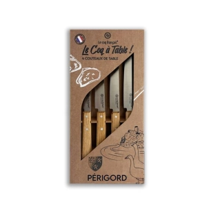 coffret 4 couteaux le coq ã  table pã©rigord - chãªne - french touch arts ld