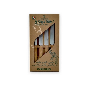 coffret 4 couteaux le coq ã  table pyrã©nã©en - chãªne - french touch arts ld