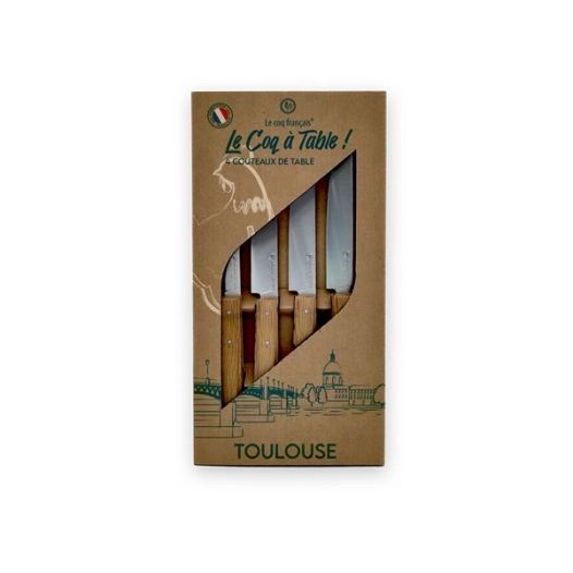 coffret 4 couteaux le coq ã  table toulousain - chãªne - french touch arts ld