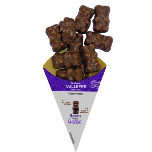 nounours guimauve enrobã‰e chocolat lait cornet 120g - le temps des cerises ld