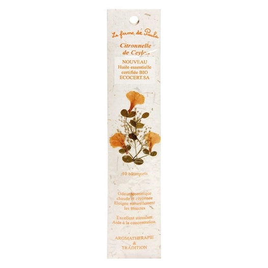 encens indien citronnelle de ceylan bio x 10 - ecodis