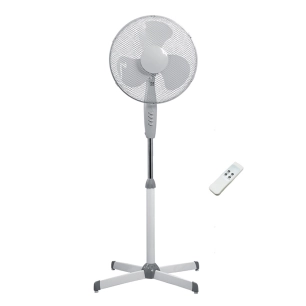 ventilateur sur pied, 50 w, ø 40 cm, 3 vitesses, base à pales, blanc, 40 x 40 x 120 cm