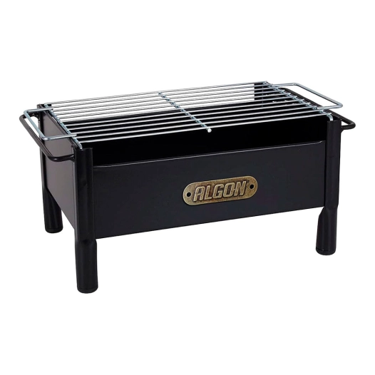 barbecue de table en fonte avec grille en acier inoxydable, 33 x 23 x 19 cm