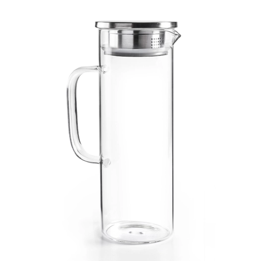 pichet en acier borosilicate et acier inoxydable pour réfrigérateur 1,5 l