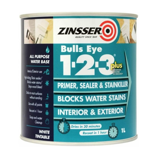 primaire isolant zinsser bulls eye 1-2-3 plus blanc 1l - rust-oleum