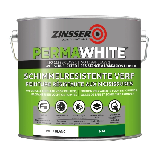 peinture zinsser permawhite mat velours blanc 2,5l - rust-oleum