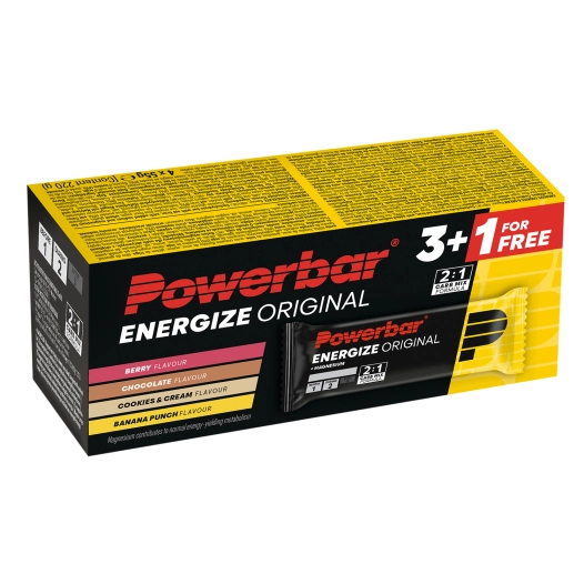 PowerBar Energize MultiPack (9 packs of 3+1 X 55gr) - Chocolate + Cookies & Cream + Banana + Berry