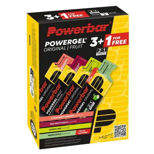 PowerBar PowerGel MultiPack (10 packs of 3+1 X 41gr) - Strawberry-Banana + Green Apple + Lemon-Lime + Red Fruit Punch