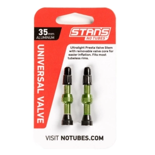 1 Stan's Valve Stem Aluminium (Pair) - Universal, Presta - Green - 35mm