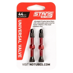 1 Stan's Valve Stem Aluminium (Pair) - Universal, Presta - Red - 44mm