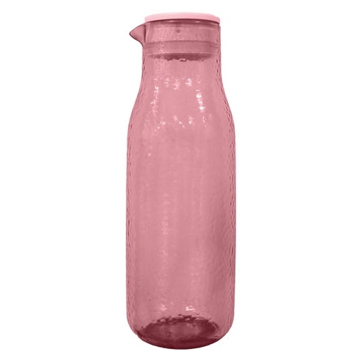carafe en rpet transparant avec couvercle dusty pink 1l - livwise point virgule