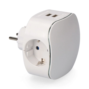 adaptateur triple schuko, 2 prises usb 2100 ma, profil lumineux (sous film rétractable)