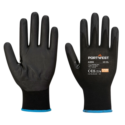 gant pour écran tactile en mousse nitrile (paquet de 12 paires) - npr15 - taille m - noir - portwest