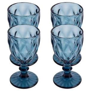 verre à pied à relief modèle aqua, 250 ml, 4 unités