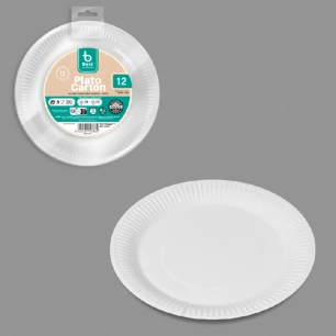 assiettes à dessert rondes en carton blanc, ø18 cm, 12 unités