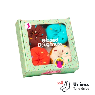 coffret cadeau de chaussettes modèle donut, 4 paires unisexe, taille unique