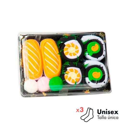 coffret cadeau de chaussettes, motif sushi, 3 paires, unisexe, taille unique