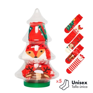 coffret cadeau de chaussettes à motif sapin de noël, 5 paires, unisexe, taille unique