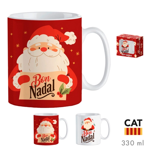 mug chat père noël 330 ml en coffret cadeau, modèles variés