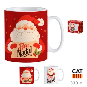 mug chat père noël 330 ml en coffret cadeau, modèles variés