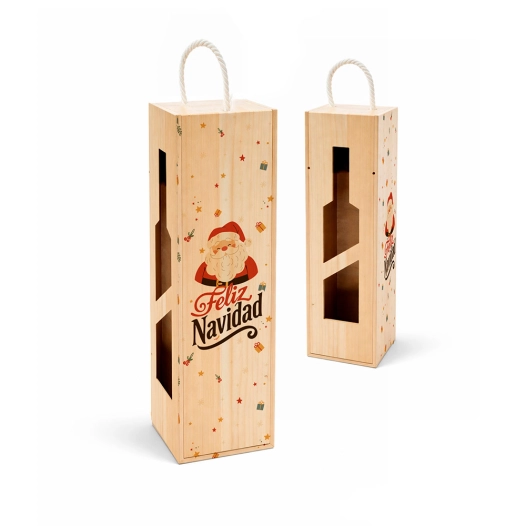 boîte à bouteilles en bois décorée pour noël