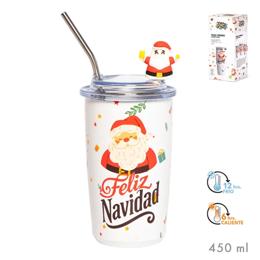 mug isotherme père noël, joyeux noël, 450 ml