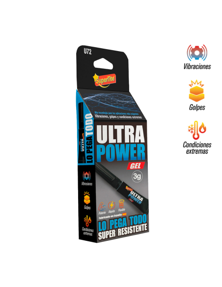 Adhésif Instantané Gel Ultra Power Formule gel anti-goutte, prise rapide et puissante. - Supertite