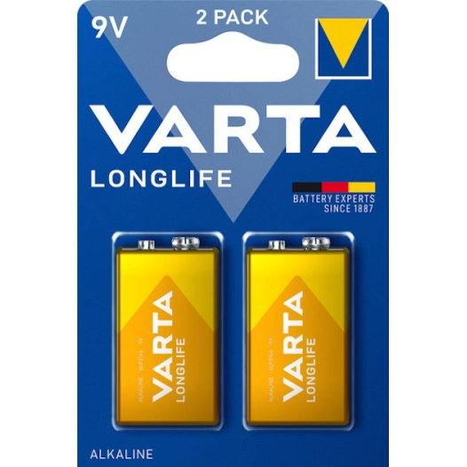 piles alcaline extra longlife 9v 6lr61 - blister de 2 piles piles alcaline extra longlife 9v 6lr61 - blister de 2 piles - varta