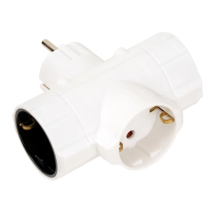 adaptateur schuko triple face 2 broches + prises 16 à 250 v~, blanc