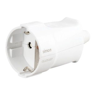 prise aérienne schuko 2 broches + 16 v vers 250 v~, blanche, blister
