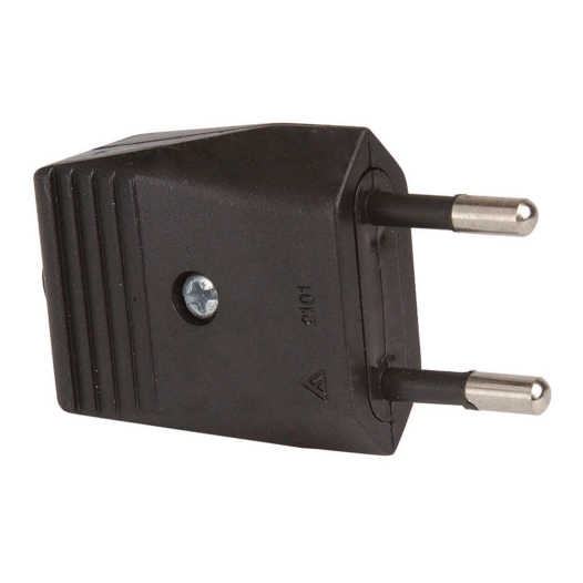 prise europlug à 2 broches sans terre, 10a 250 v, prise droite, noire