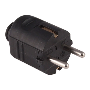 fiche 2p+t schuko 16a 250v~, sortie de câble droite, noire