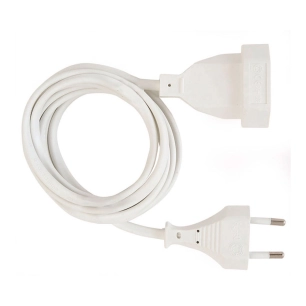 rallonge électrique à 1 prise, 10a 250 v~, sans mise à la terre, h05 vv-f, câble 2 x 1 mm², 2 m, blanche, blister