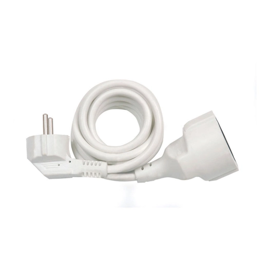 rallonge avec 1 prise, 16 a 250 v~, ip20, câble h05vv-f 3g1,5 mm², 5 m, blanc