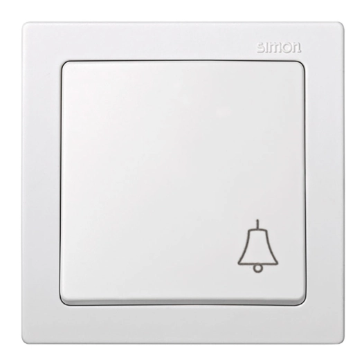 bouton-poussoir en saillie, 10ax 250v~, ip20, série simon73 loft, symbole sonnette gravé, blanc, sous film rétractable