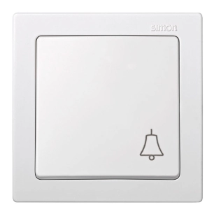 bouton-poussoir en saillie, 10ax 250v~, ip20, série simon73 loft, symbole sonnette gravé, blanc, sous film rétractable