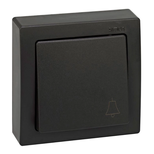 bouton-poussoir en saillie, 10 ax 250 v~, ip20, série simon73 loft, symbole sonnette gravé, graphite, sous film rétractable