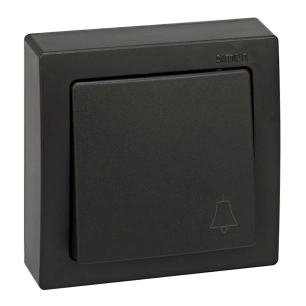 bouton-poussoir en saillie, 10 ax 250 v~, ip20, série simon73 loft, symbole sonnette gravé, graphite, sous film rétractable