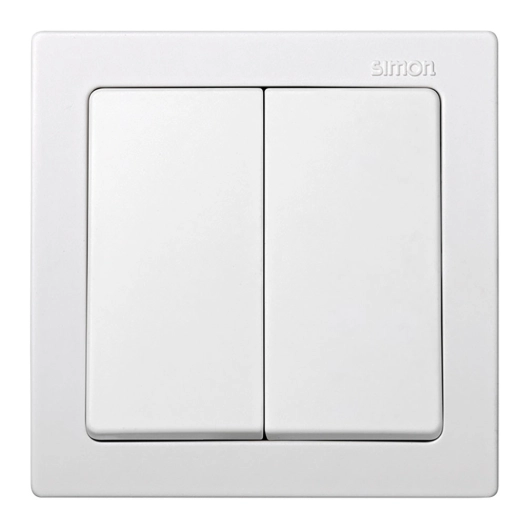 interrupteur double en saillie, 10 ax 250 v~, ip20, série simon73 loft, blanc, sous film rétractable