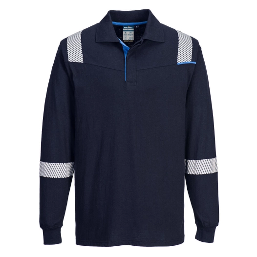 polo à manches longues résistant aux flammes wx3 - taille l - marine - portwest