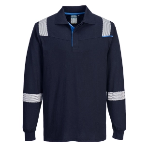polo à manches longues résistant aux flammes wx3 - taille xxl - marine - portwest