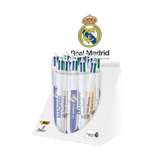 stylo bille real madrid cf, encre 4 couleurs, modèles variés
