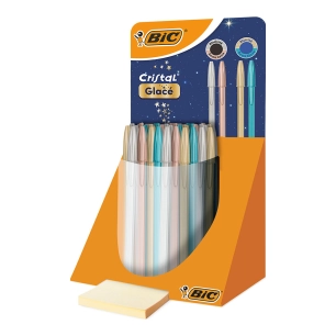 stylo bille cristal glacé, encre bleue/noire, 40 pcs, présentoir