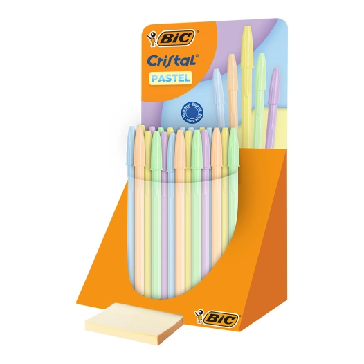 stylo bille cristal pastel, encre bleue, 40 pcs, présentoir