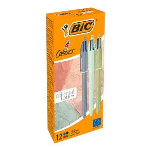 stylo bille mineral tones, encre 4 couleurs, 12 pcs, boîte