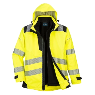parka pw3 3-en-1 haute visibilité - taille 5xl - jaune/noir - portwest