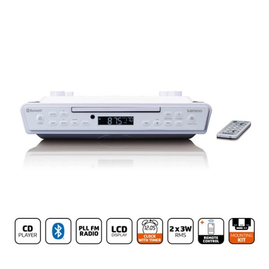 lenco radio de cuisine et lecteur cd kcr-150wh - lenco