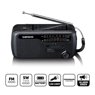 lenco radio d'urgence portable à manivelle mcr-113bk - lenco